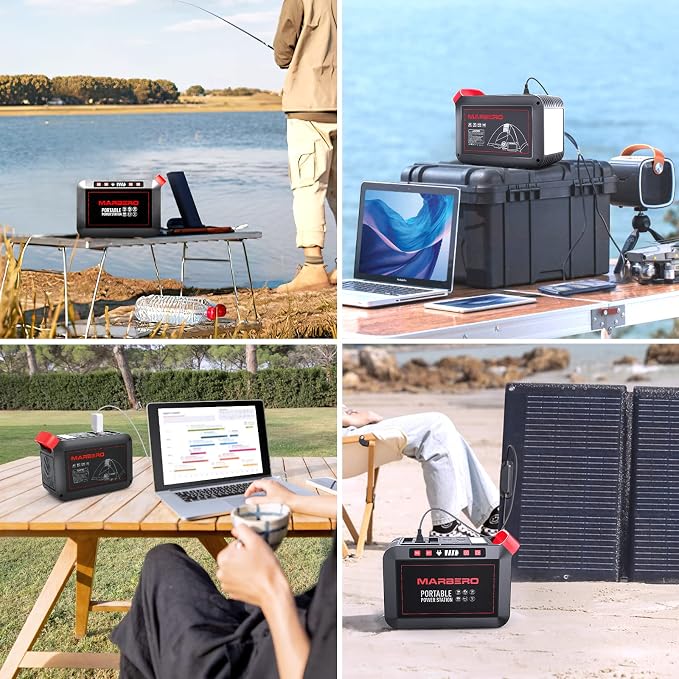 MARBERO 200W Portable Power Station 148Wh Camping Solar Generator Laptop Power Bank with AC Outlet 110V, DC, USB QC3.0, LED Flashlights for CPAP Home Outdoor Trip Emergency Backup