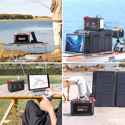 MARBERO 200W Portable Power Station 148Wh Camping Solar Generator Laptop Power Bank with AC Outlet 110V, DC, USB QC3.0, LED Flashlights for CPAP Home Outdoor Trip Emergency Backup