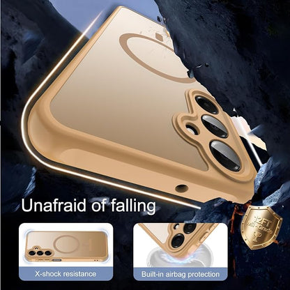 for Galaxy A16 5G Phone Case: Compatible for Samsung A16 5G Case [magsafe Fit] with 2PC Tempered Glass Screen Protector,Frosted Translucent Soft-Touch Skin & Military-Grade Protection for A 16,Gold