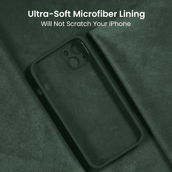 FireNova Designed for iPhone 13 Case, Silicone Upgraded [Camera Protection] Phone Case, Soft Anti-Scratch Microfiber Lining Inside, 6.1 inch, Alpine Green