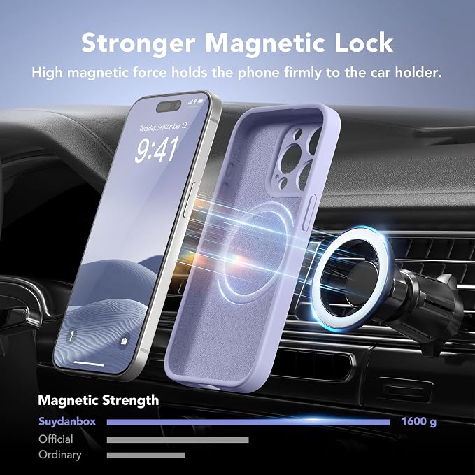 Magnetic for iPhone 13 Pro Case, Compatible with MagSafe, [Full Camera Protection][Screen Protector] Silicone Shockproof Protective Phone Case for iPhone 13 Pro 6.1", Lilac