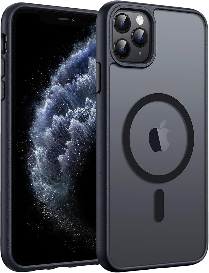 FNTCASE for iPhone 11 Pro Case: [Compatible with Magsafe] Translucent Matte Magnetic Phone Cover - Military Grade Drop Protection Shockproof Protective for iPhone 11Pro 2019 Cases - Black