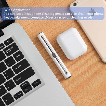 2Pcs Earbud Cleaning kit， Multi-Function Cleaning Pen with Soft Brush Flocking Sponge，Suitable for Bluetooth Headset, Charging Box, Mobile Phone, Earbud