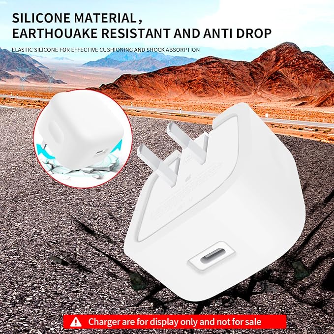 Soft Silicone Charger Case Protective Cover Compatible with Apple 40W Dynamic Power Adapter (60W Max) for MacBook Air13/15 M5 A3449 A3448&iPhone Series, Shockproof 40W Charger Protector, White