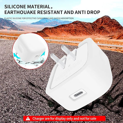 Soft Silicone Charger Case Protective Cover Compatible with Apple 40W Dynamic Power Adapter (60W Max) for MacBook Air13/15 M5 A3449 A3448&iPhone Series, Shockproof 40W Charger Protector, White