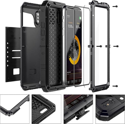 Mitywah Waterproof Case for iPhone X/XS, Heavy Duty Durable Metal Full Body Protective Case Built-in Screen Protection Waterproof Shockproof Dustproof Rugged Military Grade Defender, Black
