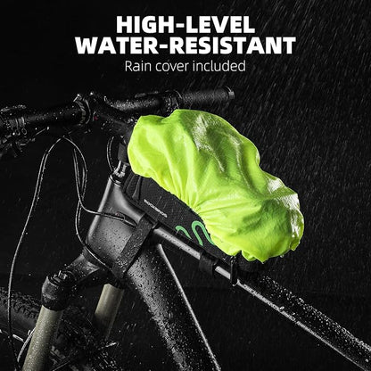 ROCKBROS Bicycle Phone Holder with Side Bags (Up to 2L) Bike Frame Bag Bike Phone Mount Bag Bike Top Tube Bag for Cycling Mountain Road Bike Pouch Accessories Storage Bag