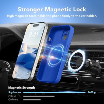 Magnetic for iPhone 15 Plus Case, Compatible with MagSafe, [Full Camera Protection][Screen Protector] Silicone Shockproof Protective Phone Case for iPhone 15 Plus 6.7", Klein Blue