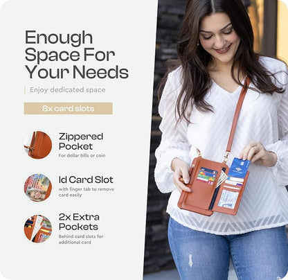 Claasico Crossbody Phone Purse for Women – RFID Phone Case Wallet w/Magnetic Closure & Separate Zipper Pocket Crossbody Bag