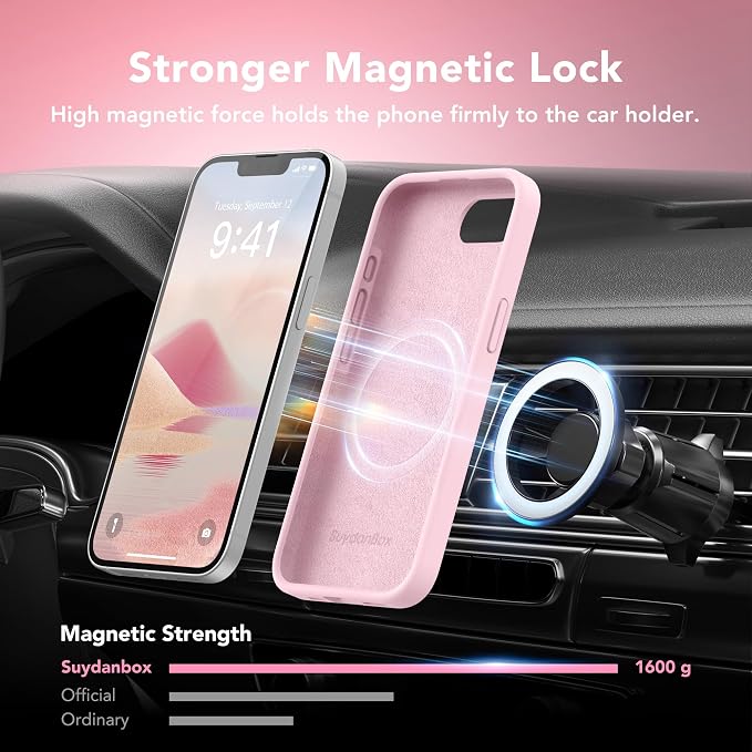 Magnetic for iPhone 17e/iPhone 16e Case, Compatible with MagSafe, [Soft Anti-Scratch Microfiber Lining] Slim Silicone Shockproof Protective Phone Case for iPhone 17e/16e 6.1", Chalk Pink