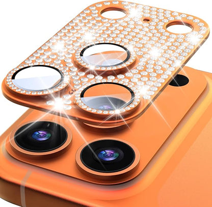 Suoman for iPhone 17 Pro Max Camera Lens Protector, [All-in-one Diamond] [Strong-Adhesion] Metal Frame Tempered Glass Camera Lens Cover -Orange