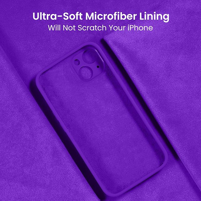FireNova Designed for iPhone 15 Case, Silicone Upgraded [Camera Protection] Phone Case, Soft Anti-Scratch Microfiber Lining Inside, 6.1 inch, Neon Purple