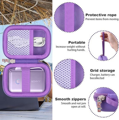 khanka Hard Case for Anker Nano 10000mAh 45W/A1665/A1664 Power Bank,Purple | EVA Hard Shell, Easy Carry Handle, Impact Resistant Protection, Soft Interior Lining, Secure Custom Fit, Protective Case Only