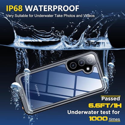 SPIDERCASE Upgraded for Samsung Galaxy S25 Plus Case Waterproof,Built-in Screen & Camera Lens Protector[IP68 Underwater] [Military Grade Shockproof] Full Body Protection Phone Case,Black/Clear