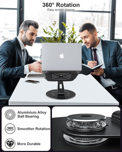 Ultra-Stable Laptop Stand for Desk with Larger Base, Desktop Organizer, Military-Grade Aluminum Anti-Loosening Structure - Height Adjustable Lectern Stand Suitable for 10-17.3 inch