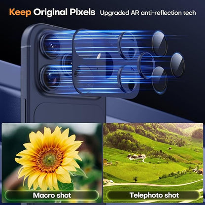 Jeluse Compatible with iPhone 17 Pro Camera Lens Protector, Strong Adhesion Full Coverage Metal Aluminum Alloy Ultra Clarity Tempered Glass Camera Screen Protector