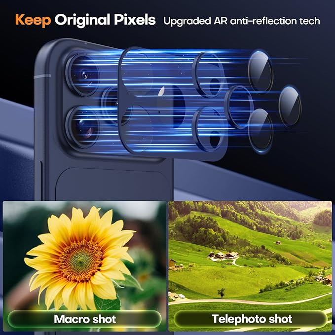 Jeluse Compatible with iPhone 17 Pro Max Camera Lens Protector, Strong Adhesion Full Coverage Metal Aluminum Alloy Ultra Clarity Tempered Glass Camera Screen Protector