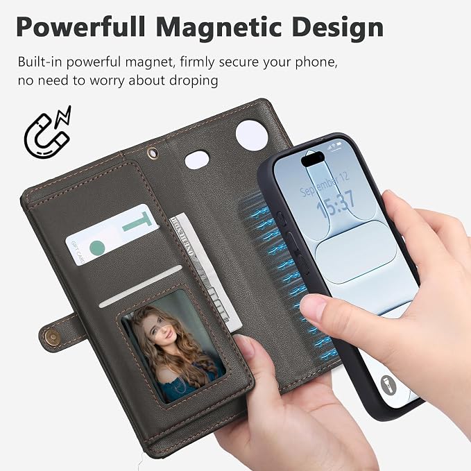 Wallet Case for iPhone Air with Card Holder/Crossbody Wallet/Strap,[RFID Blocking][Magnetic] PU Leather Phone Case for iPhone Air,6.5 in,Black