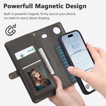 Wallet Case for iPhone Air with Card Holder/Crossbody Wallet/Strap,[RFID Blocking][Magnetic] PU Leather Phone Case for iPhone Air,6.5 in,Black