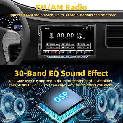 Double Din Car Stereo with CD/DVD Player, Apple CarPlay/Android Auto 7” Double din Radio with Backup Camera, Mirror Link, Bluetooth, AM FM Radio Receiver, SWC, Subwoofer, USB/TF/AUX…