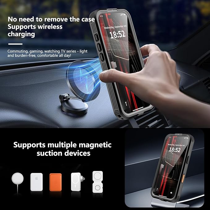 GOLDJU Design for iPhone 17 Pro Case Waterproof, [IP68 Underwater Case][Full Body Shockproof&Dropproof],Clear Sound Quality Built-in Screen Protector& Camera Cover for 17 Pro 6.3''