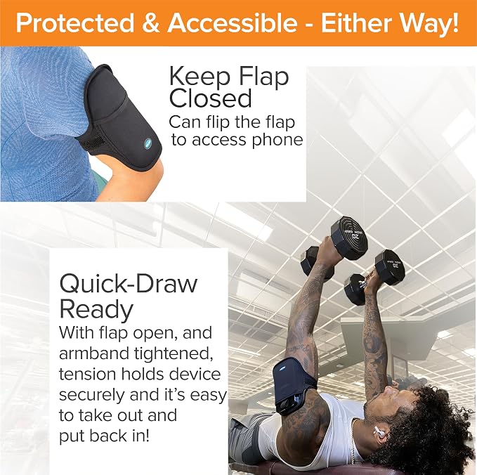Tune Belt AB93 Running Armband: Easy-Access (Slide Phone in/Out); Universal No-Bounce Fit for iPhone Pro Max & Galaxy Ultra; Soft, Stretchy, Water-Resistant with Key/Card Pocket for Workouts & Sports