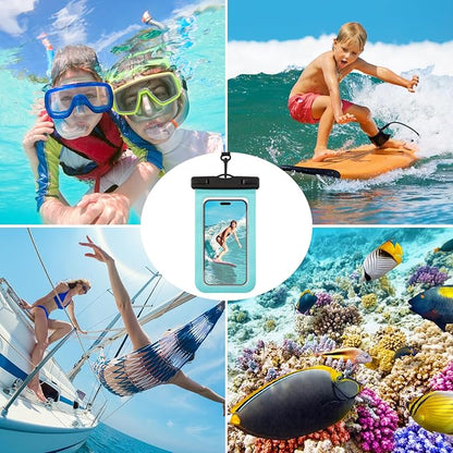 Trifabricy 3 Pack IP68 Waterproof Phone Pouch, Floating Waterproof Phone Case with Lanyard for iPhone 17 16 15 14 Pro Max, Waterproof Case Cellphone Dry Bag for Beach Swimming Travel Green