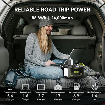 MARBERO 88.8Wh Solar Generator with 21W Solar Panel Included Portable Power Station 80W 110V 120W Max for Camping Outdoor Hiking Fishing Emergency