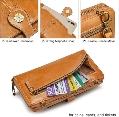 S-ZONE Vegan Leather Crossbody Bags for Women Small Cell Phone Purse RFID Blocking Clutch Purses with 2 Straps