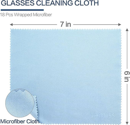 Vemiss 6 Pack Microfiber Glasses Cleaning Cloth, Wipes Lens Eyeglasses & Screens - Reusable, Portable with Keychain & Pouch - Sunglasses, Jewelry, Phone Cleaner Cloth (Color 1)