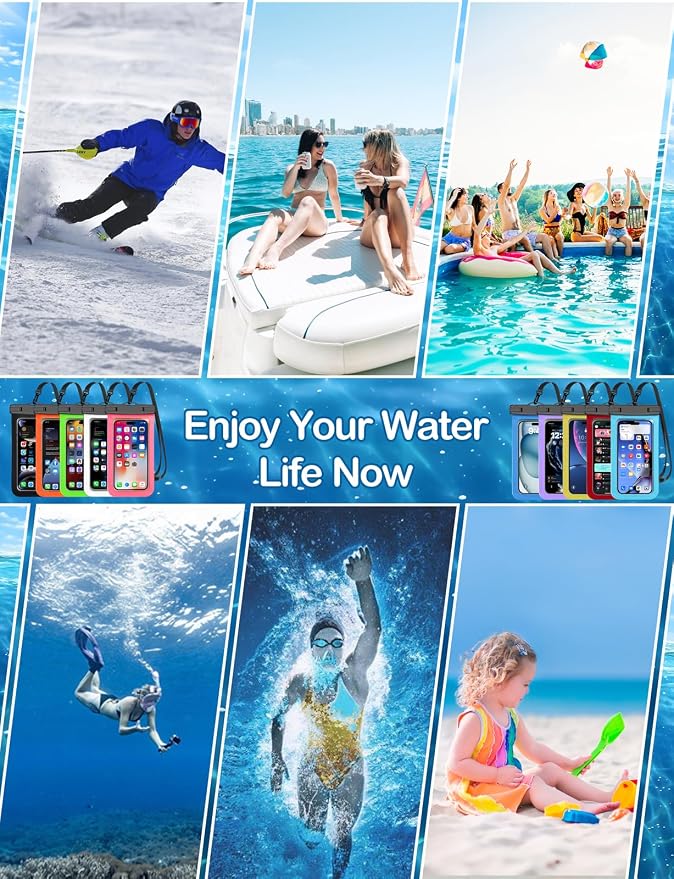 Famoby Up to 8.3" 3 Pack White Universal Waterproof Phone Pouch, Phone Waterproof Case Dry Bag,Protection Level: IP68,Outdoor Sports for Apple iPhone,Samsung,and More,White