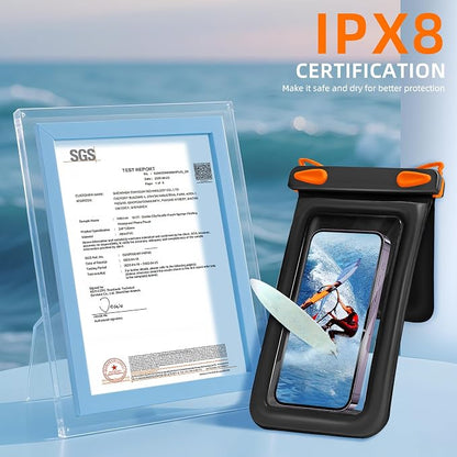 Waterproof Phone Pouch Double Pocket, Floating IPX8 8.5 inch Waterproof Phone Case for Beach Vacation Essentials for Compatible IPhone16 15 14 Pro Max Galaxy S25 S24 Waterproof Dry Bag