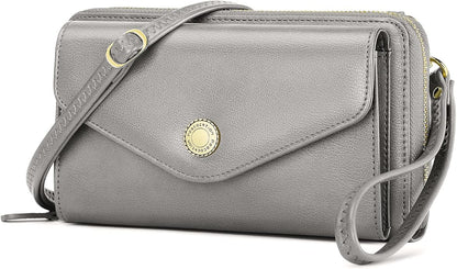 Peacocktion Crossbody Bags for Women RFID Wristlet Wallets Travel Vegan Leather Small Clutch Purses with Phone Pocket Zipper