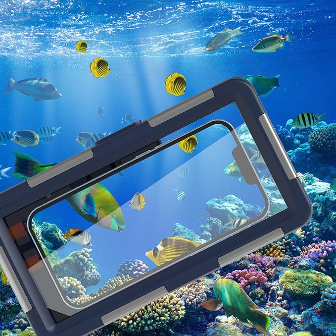 Underwater Phone Case for Snorkeling Diving 50ft/15m Waterproof Scuba Photo&Video Housing for iPhone17/16/15/14/13/12/11/Xr/X/Xs(Pro Max/Plus/Pro/Air) Samsung Galaxy S25/S24/S23-S21 Ultra Blue-Orange
