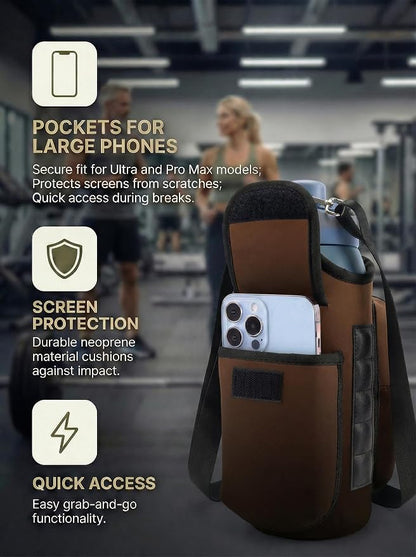AUPET Magnetic Gym Bag for Men & Women, Small Gym Bag Organizer, Crossbody Magnets Gym Water Bottle Bag Holder Carrier Fits for 18-40oz Owala Yeti Hydro Flask, Workout Pouch for Phone, Keys & Wallet