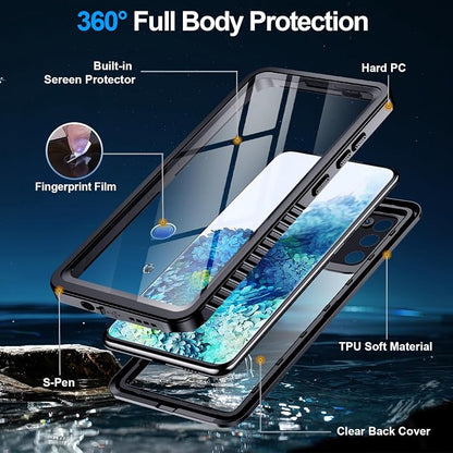MOZOTER for Samsung Galaxy S20 FE Case Waterproof,[IPX8 Underwater Case][Full Body Shockproof & Military Dropproof] Clear Sound Quality Built-in Screen Protector for Samsung S20 FE 6.5 inch-Black