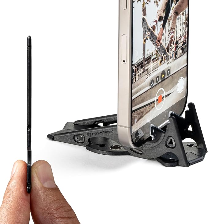 GEOMETRICAL Pocket Tripod PROv2 - Card-Size Stand, for iPhone, Matte Black Universal Kit