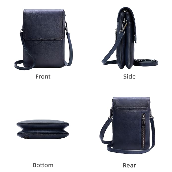 Iswee Leather Crossbody Bags for Women RFID Blocking Cell Phone Purse Small Anti-Theft Zippered with Card slots
