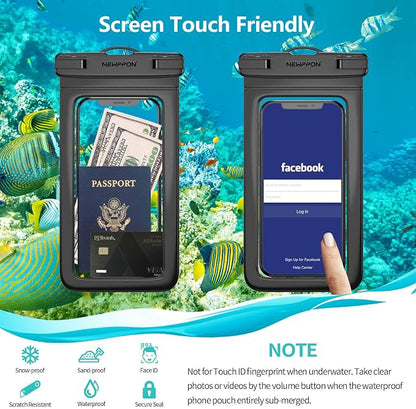 6 Pack 8.5“ Waterproof Cell Phone Pouch - Underwater Dry Bag Case Lanyard - Water Proof Clear Holder Protector for iPhone 17 16 15 Pro Max Plus Samsung Galaxy S25 S24 Ultra Note for Beach Swimming