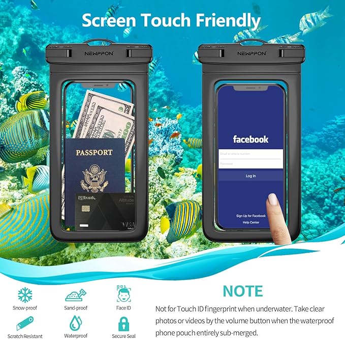 6 Pack 8.5" Waterproof Cell Phone Pouch - Underwater Dry Bag Case Lanyard - Water Proof Clear Holder Protector for iPhone 17 16 15 Pro Max Plus Samsung Galaxy S25 S24 Ultra Note for Beach Swimming