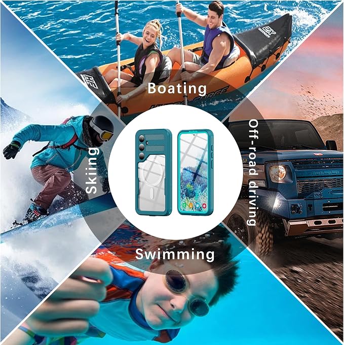 Losin Compatible with Galaxy S25 Plus Case Waterproof Magnetic [Compatible with MagSafe] [Drop Protection] [IP68 Underwater] Full Body Shockproof Protective Phone Case, Teal