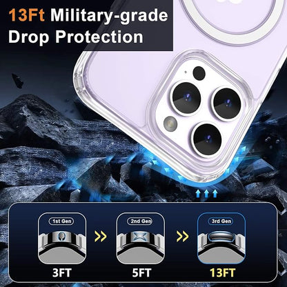 MOCCA Strong Magnetic for iPhone 15 Pro Max Case Clear, [Non-Yellowing][Compatible with Magsafe][Military Drop Protection] Slim Shockproof Protective Phone Case for iPhone 15 ProMax Case 6.7",Clear
