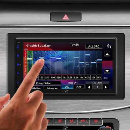 JVC KW-M595BT Digital Car Stereo (50W x 6-Ch), Apple CarPlay & Android Auto Compatible, Bluetooth-Enabled Head Unit with 6.8" LCD Display, Single DIN Touchscreen Car Stereo with USB Mirroring