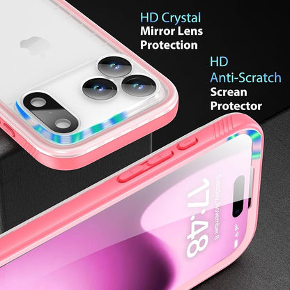 SPORTLINK for iPhone 17 Pro Case - IP68 Waterproof Military Protective Full Body Heavy Duty Shockproof 360 Sealed Dustproof with Camera Screen Protector Phone Cover for iPhone 17 Pro 6.3" Pink