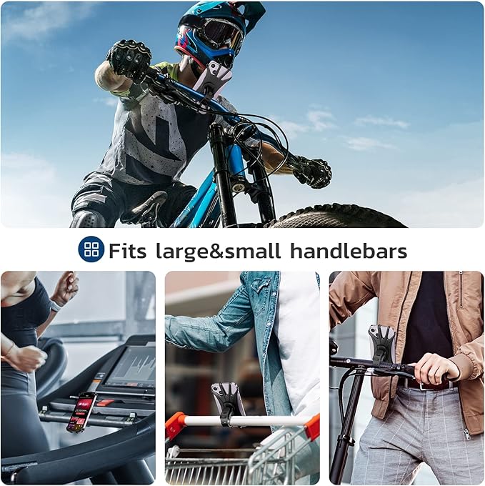 VUP Bike Phone Mount, Universal Bike Cell Phone Holder, 360° Rotatable, Silicone Bicycle Phone Mount Compatible with iPhone 15/14/13/Pro Max/Pro/mini/12/11/Xs/Max/Xr/X/7/8/Plus, 4.0''~6.7'' Cellphones
