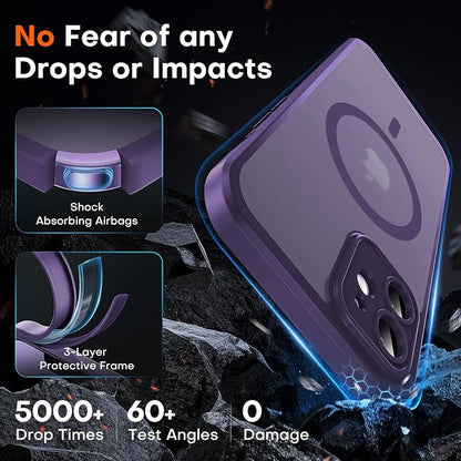 TOCOL for Phone 12 Case, Compatible with Magsafe Charger, Full Camera Protection, Drop Protection, Translucent Matte Phone Case for iPhone 12 6.1 inch (Midnight Purple)