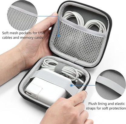Charger Case for Macbook, Portable Tech Electronic Organizer Bag, Small Travel Storage Pouch for Laptop Accessories, MacBook Power Adapter, Charging Cords, USB Drives, Power Bank (Black, M)