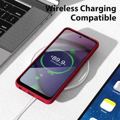 oakxco for Motorola Moto G Power 5G 2023 Phone Case Liquid Silicone, Thin Slim Soft Rubber Gel TPU Plain Simple Cover for Women Girl Cute, Matte Solid Color, Red