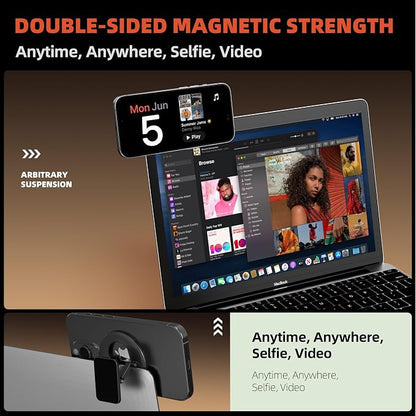 Magnetic Ring Holder for MagSafe Dual-Side Magnetics, Removable Gym Phone Grip with Kickstand for iPhone 17/16/15/14/13/12/ Series MagSafe Case All Phones