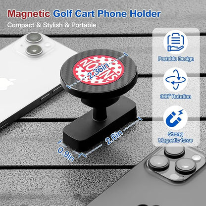 NOKINS Magnetic Golf Cart Phone Holder Fits EZGO, Club Car, Yamaha, Compatible with iPhone 16/15/14/13/12 Series, 360° Rotation, Strong Magnet, Golf Cart Accessories for Men&Women - Golf Gifts